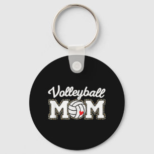 Cute Volleyball Mamma Leopard Print Mors dag Rolig Nyckelring