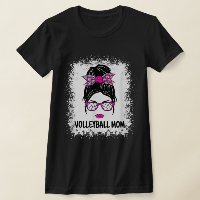 Cute Volleyball Mamma Messy Bun Women Volleyball L T Shirt (Laydown)