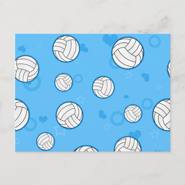 Cute Volleyball Mönster Blue Vykort (Framsida)