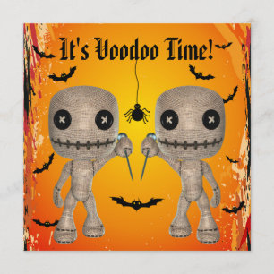 Cute Voodoo Dolls, Fladdermus och Spider Halloween Inbjudningar