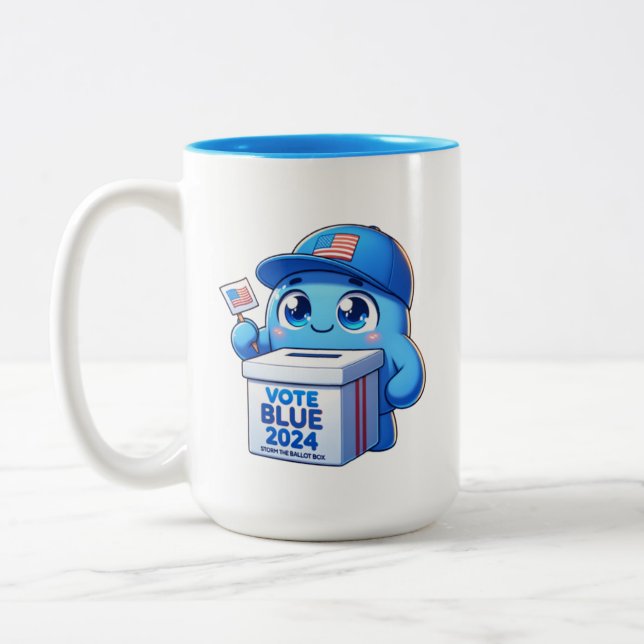 Cute Vote Blue 2024 Presidentval 15 oz Två-Tonad Mugg (Vänster)