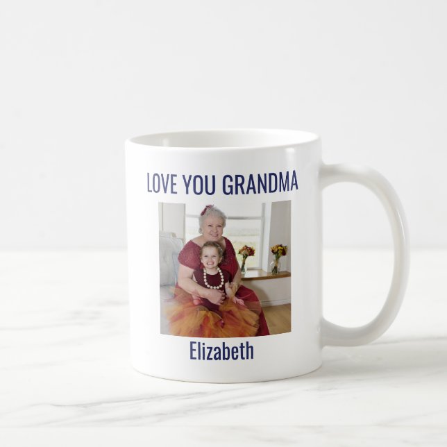 Cute Voted World's Best Grandma Photo Blue White Kaffemugg (Höger)