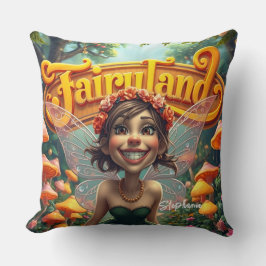 Cute Wacky Funny Fairy in Fairyland Kudde