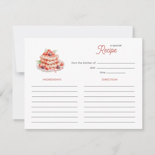 Cute Waffles Bridal Shower brunch Recipe card Anteckningskort (Framsida)