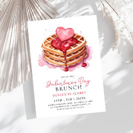Cute Waffles Valentiness Galentines Brunch Inbjudningar