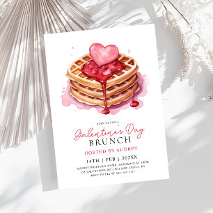 Cute Waffles Valentiness Galentines Brunch Inbjudningar