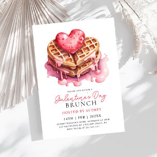 Cute Waffles Valentiness Galentines Brunch Inbjudningar