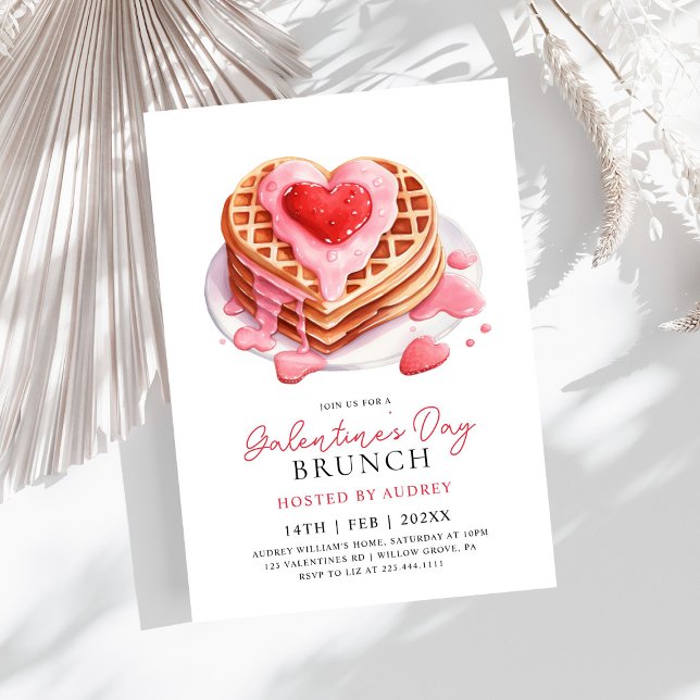 Cute Waffles Valentiness Galentines Brunch Inbjudningar (Skapare uppladdad)