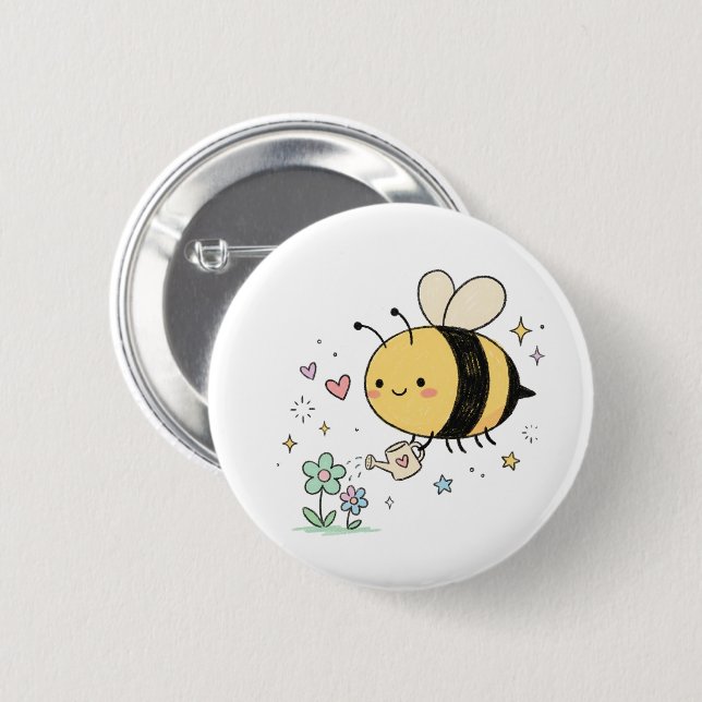 Cute Waggle Dance  Kawaii Bee Caregivers Knapp (Framsida & baksida)