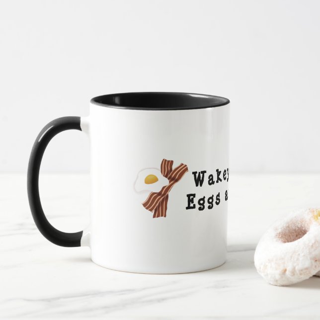 Cute Wakey, Wakey, Eggs och Bakey-kaffe Mugg (Med munk)