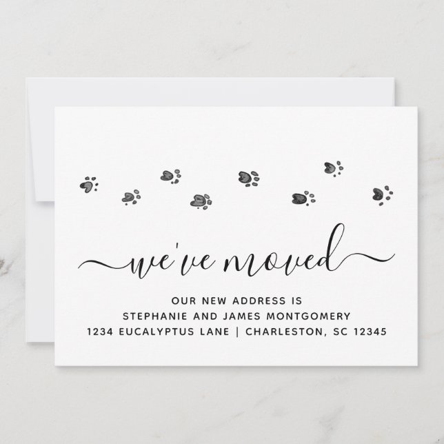 Cute Walking Tass avtryck Flytta Announcement Card Meddelande (Framsida)