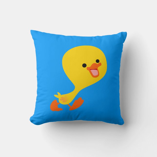 Cute Walking Tecknad Duckling Pillow Kudde (Framsida)