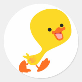 Cute Walking Tecknad Duckling Sticker Runt Klistermärke
