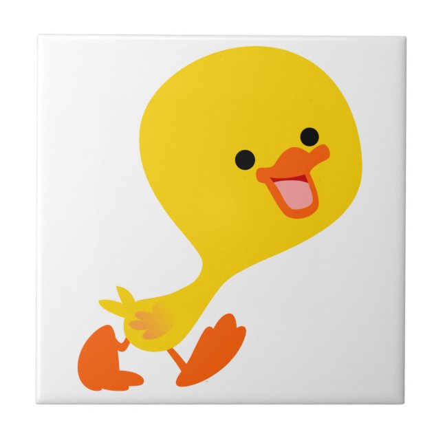 Cute Walking Tecknad Duckling Tile Kakelplatta (Framsidan)