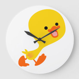 Cute Walking Tecknad Duckling Wall Clock Stor Klocka