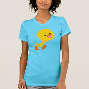 Cute Walking Tecknad Duckling Women T-Shirt