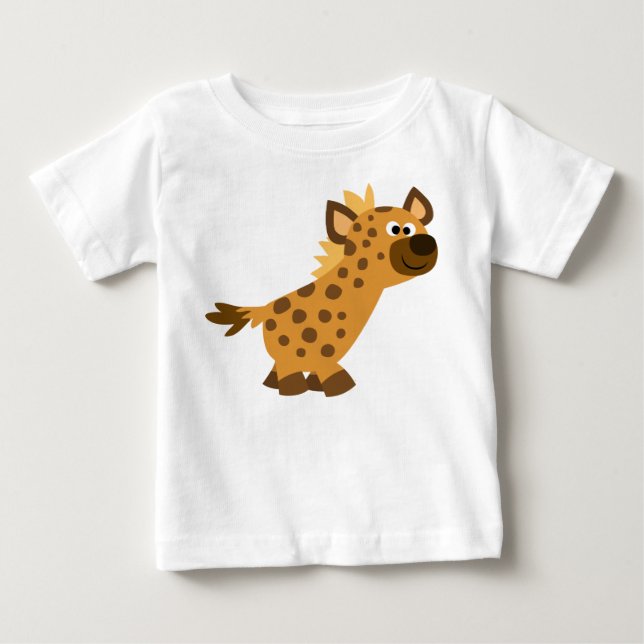 Cute Walking Tecknad Hyena Baby T-Shirt (Framsida)