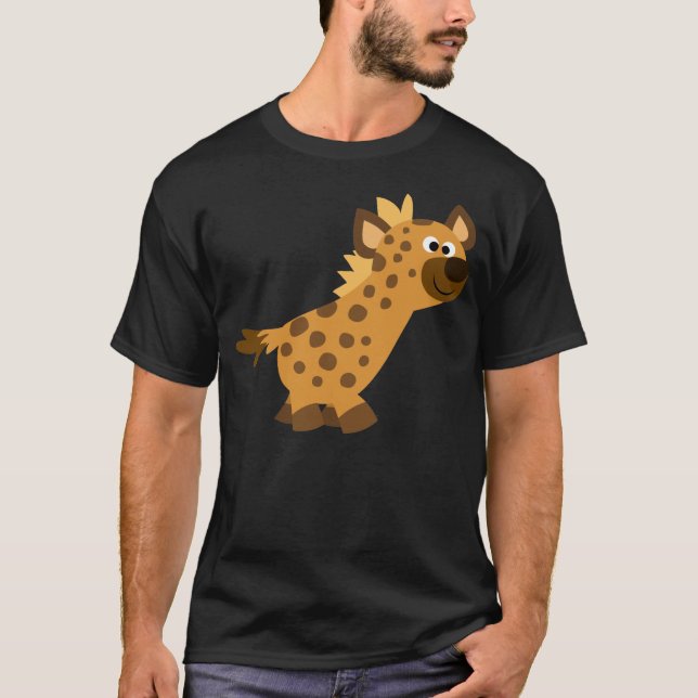 Cute Walking Tecknad Hyena T-Shirt (Framsida)