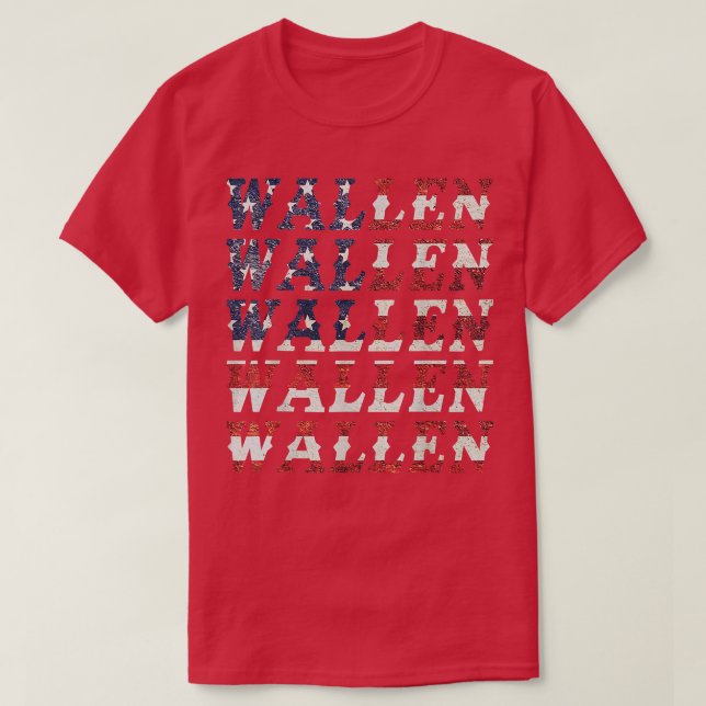 Cute Wallen American Flagga Rött vitt blått Merch  T Shirt (Design framsida)