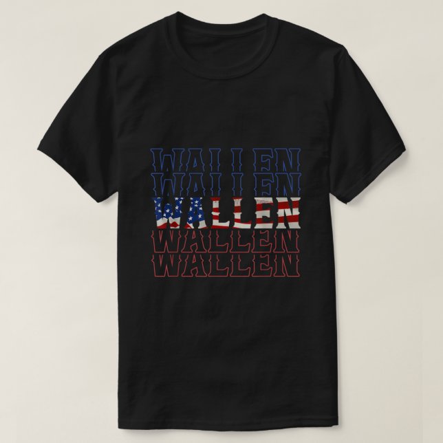 Cute Wallen Shirt American Flagga Rött vitt blått  T Shirt (Design framsida)