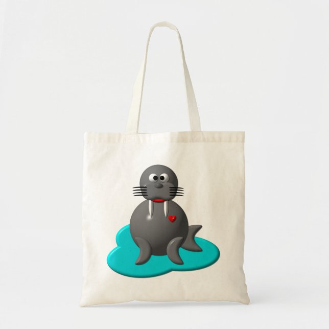 Cute walrus i vatten tygkasse (Framsidan)