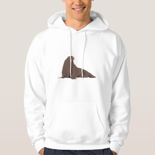 Cute Walrus Illustration Hoodie (Framsida)