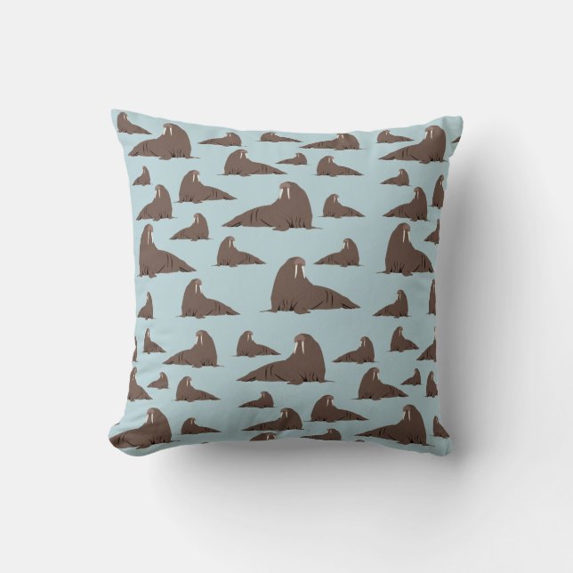 Cute Walrus Mönster Kudde (Framsida)