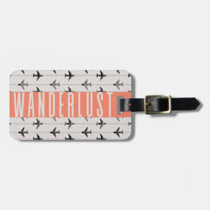 Cute Wanderlust Flygplan Travel Rosa Grått Bagagebricka