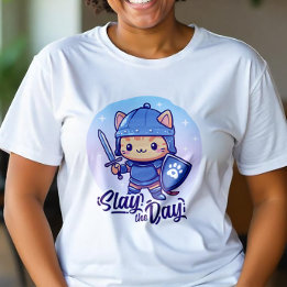 Cute Warrior Cat - Slay Day T Shirt