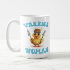 Cute Warrior Woman Viking Chicken Kaffemugg