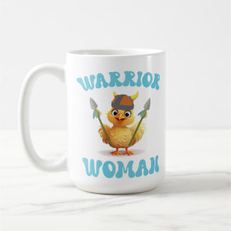 Cute Warrior Woman Viking Chicken Kaffemugg