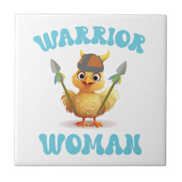 Cute Warrior Woman Viking Chicken Kakelplatta