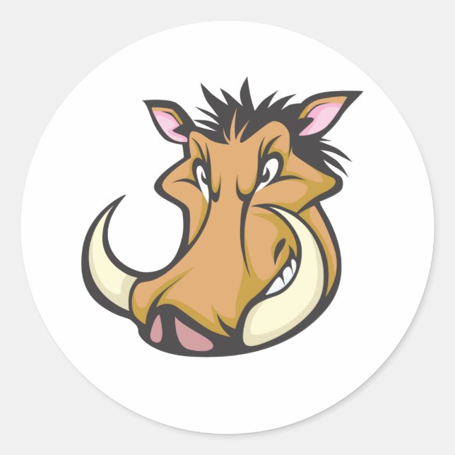 Cute Warthog Tecknad Shirt Runt Klistermärke (Framsida)