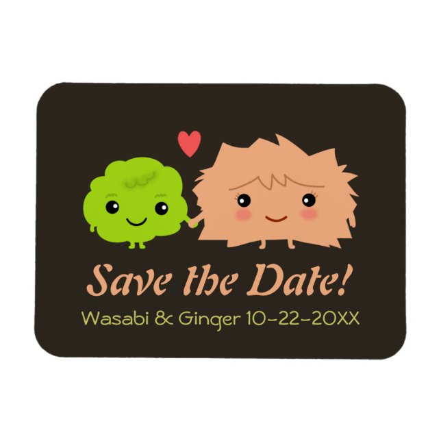 Cute Wasabi och Ginger Bröllop spara datum Magnet (Horisontell)