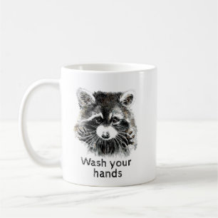 Cute Washroom Tvättar Händer Raccoon Animal Art Kaffemugg