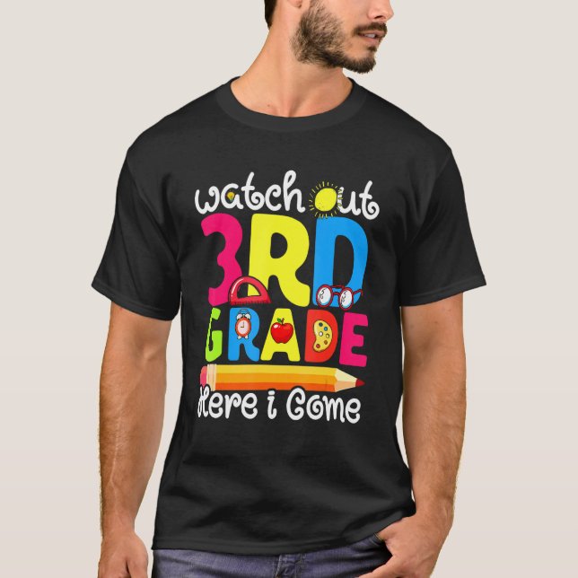 Cute Watch out 3rd Klass, första dagen för skolgra T Shirt (Framsida)