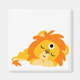 Cute Watchful Tecknad Lejon magnet