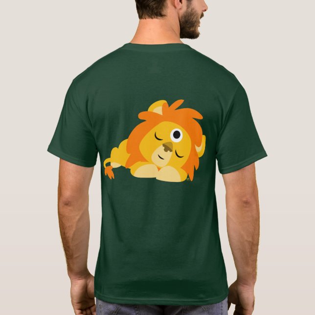 Cute Watchful Tecknad Lejon T-shirt (baksida) (Baksida)