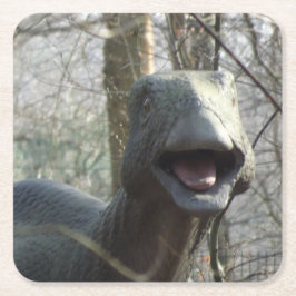 Cute Watching Dinosaur Underlägg Papper Kvadrat