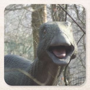 Cute Watching Dinosaur Underlägg Papper Kvadrat