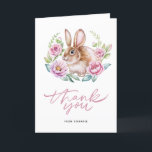 Cute Watecolor Bunny och Rosa Flowers Wand Tack Kort<br><div class="desc">Tack till familj och vänner med det här anpassadet tack vare ditt kort. Den har en söt kaninillustration med rosa- och lilaxblommor. Anpassa det här tackkortet för kanin genom att lägga till dina detaljer. Det här jävla tackkortet är perfekt för födelsedagar,  babyduschar med mera.</div>