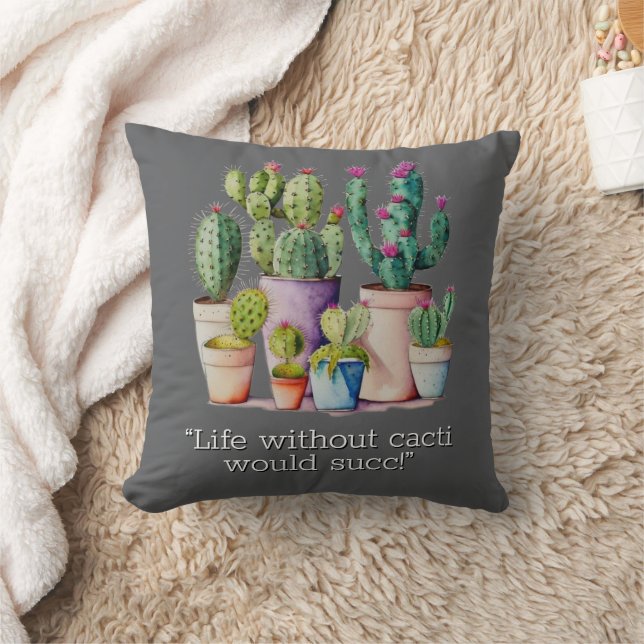 Cute water color cacti cactus succuls in pots kudde (Filt)