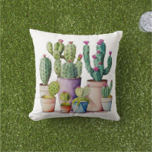 Cute water color cacti cactus succuls in pots