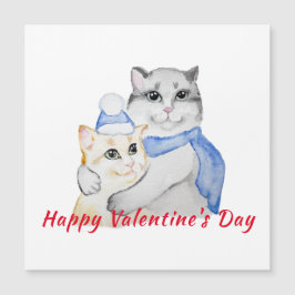 Cute water color cudely cat on Valentine Day