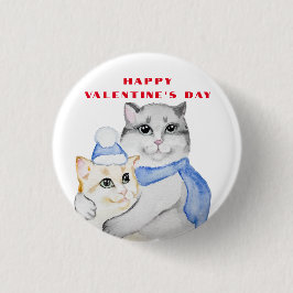 Cute water color cudely cat on Valentine Day Knapp