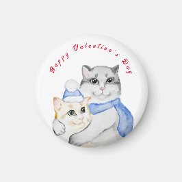 Cute water color cudely cat on Valentine Day Magnet