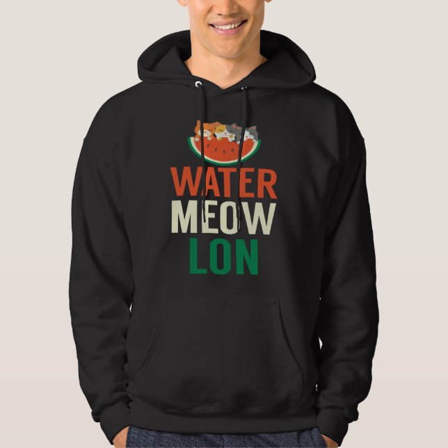 Cute Water Meow Leon Melon With Cats Melon Growers Hoodie (Framsida)