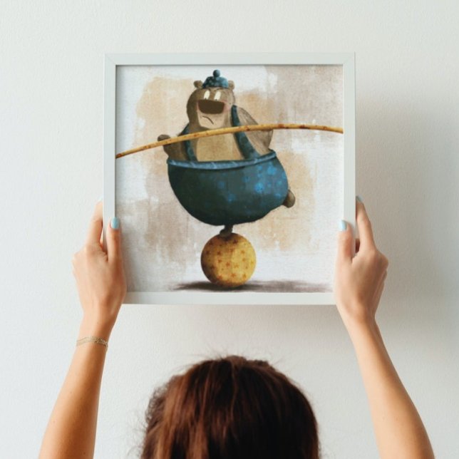 Cute Watercolor Acrobat Bear Boll Kids Nursery Poster (Skapare uppladdad)