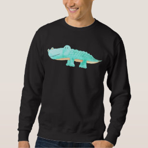 Cute Watercolor Alligator Unique Animal Art Art Lång Ärmad Tröja