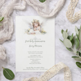 Cute Watercolor Angel Kor Första Heliga Communion Inbjudningar